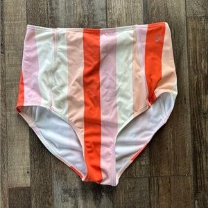 Striped High-Waisted Bikini Bottoms